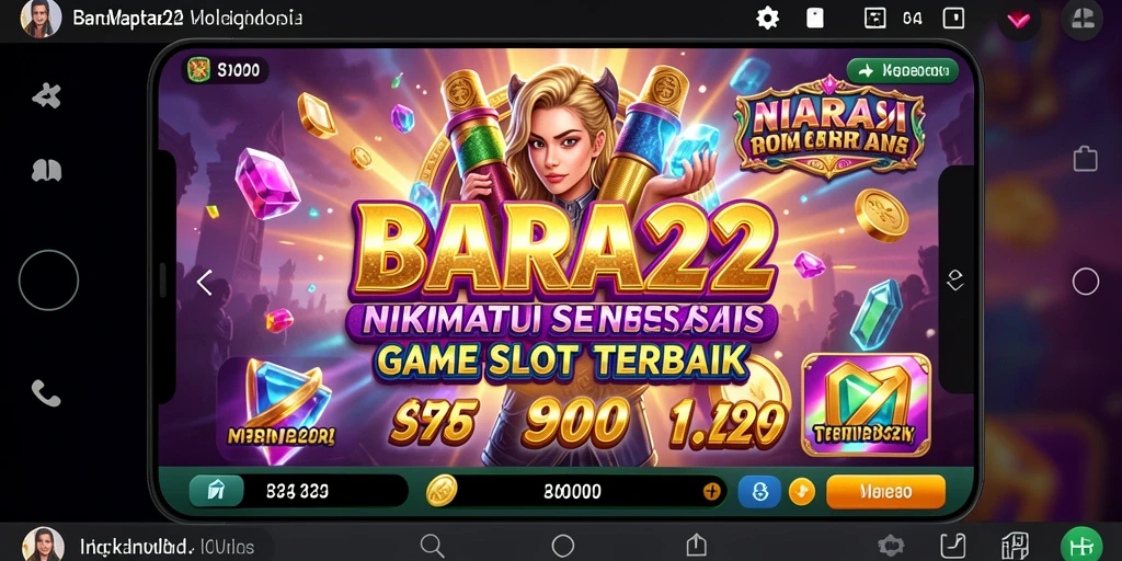 Tangkapan layar menunjukkan gameplay seru BARA22 dengan gulungan slot yang berputar.