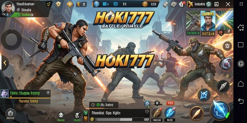 Screenshot gameplay HOKI777 menunjukkan aksi seru dalam pertempuran Battle Royale.
