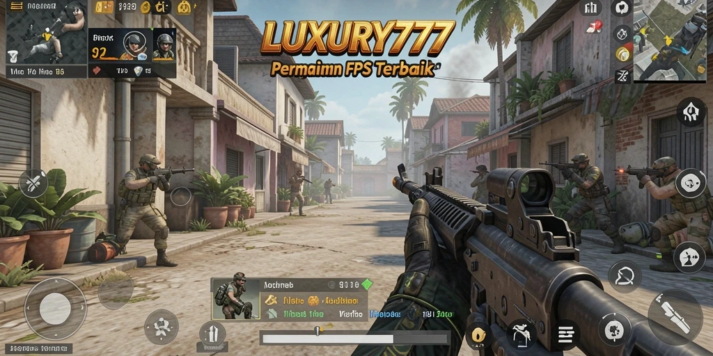 Screenshot LUXURY777 menampilkan aksi gameplay FPS yang mendebarkan.