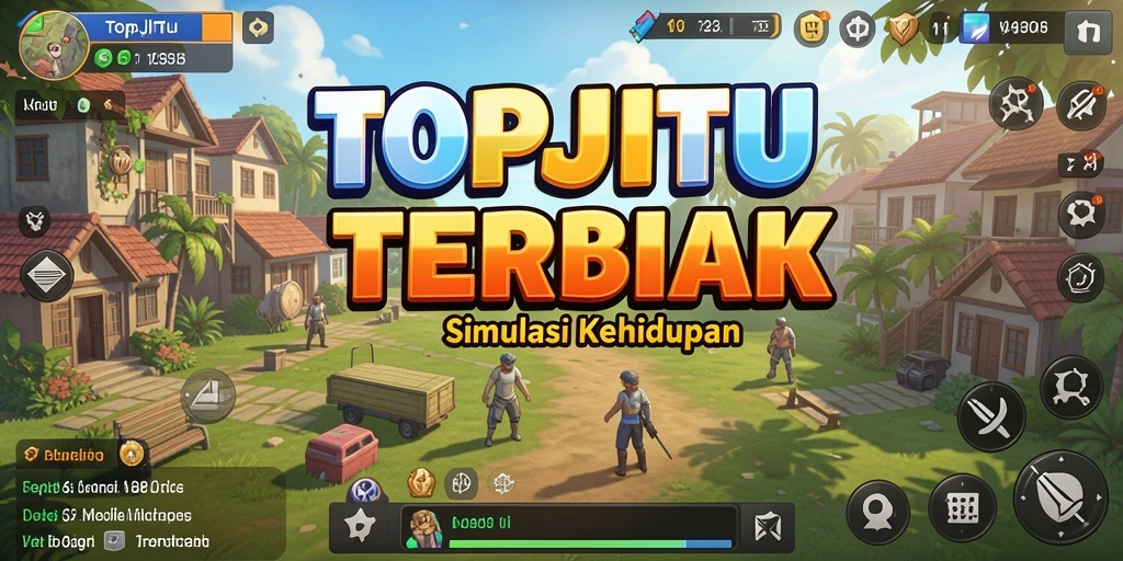 Tampilan gameplay menarik dari TOPJITU dengan karakter yang berinteraksi.