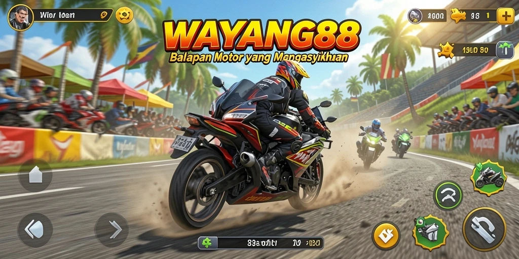 Screenshot menunjukkan aksi balapan motor yang seru dengan grafik menawan.
